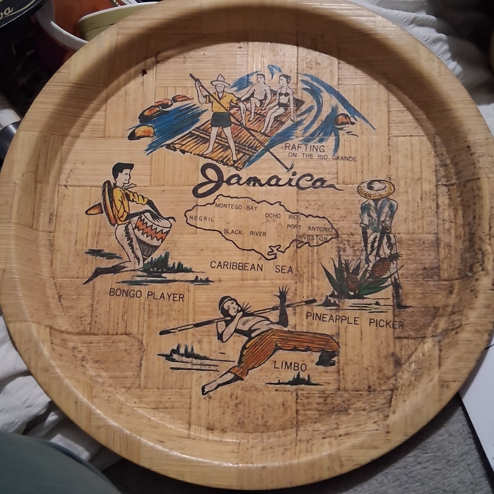 Vintage Jamaican Bamboo Serving Tray